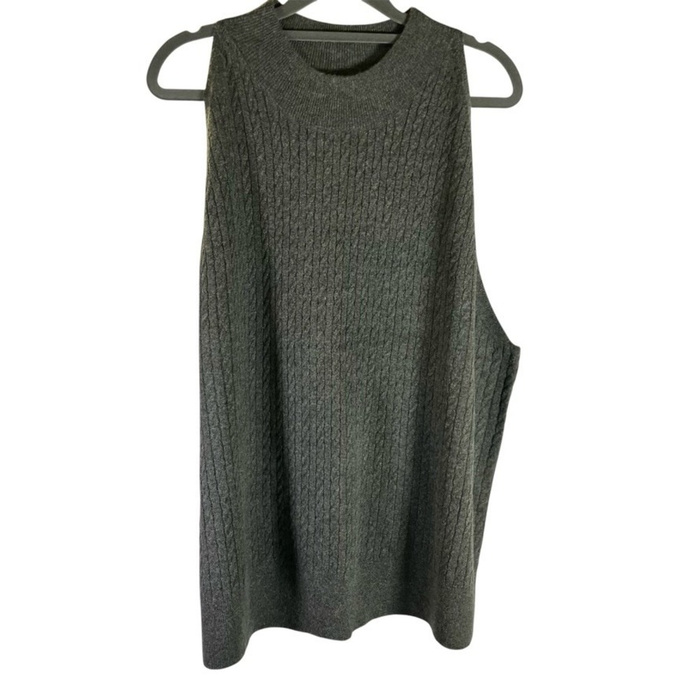 A New Day Sleeveless Sweater Tank Women's 4X Dark Grey Knit‎ Ribbed Casual New